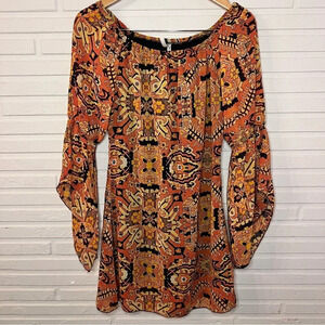 Truth NYC Orange Split Boho Sleeve Off The Shoulder Dress, Women’s Size Small